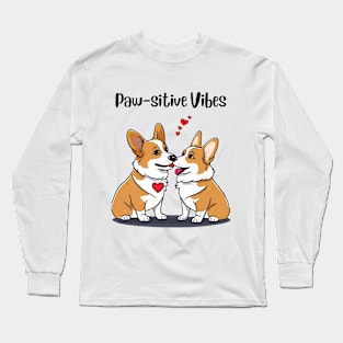 Paw-sitive Vibes Corgis in Love Long Sleeve T-Shirt